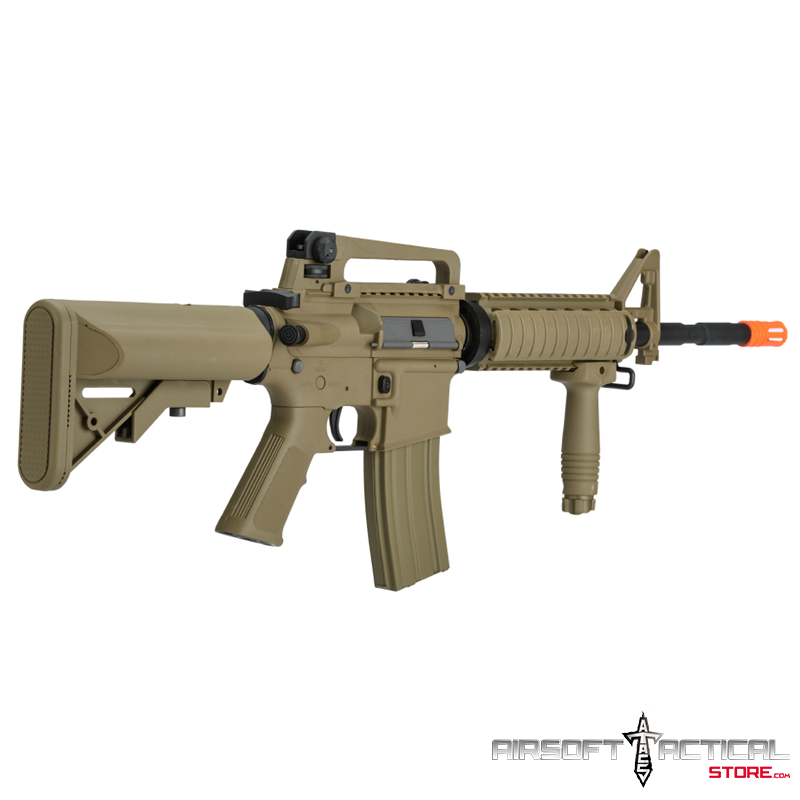 Lancer Tactical Tan Polymer Metal Gen 2 SOPMOD M4 AEG Metal Gear Airsoft Rifle 