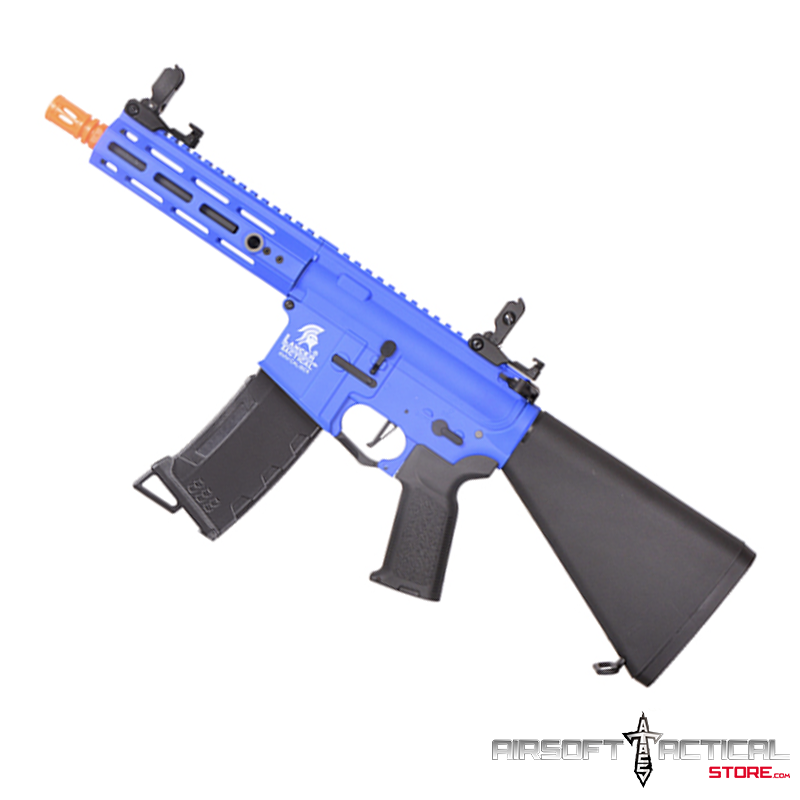 3 Hellion 7″ M-LOK Airsoft AEG Rifle w/ Stubby Stock (Color: Blue) by Lancer Tactical