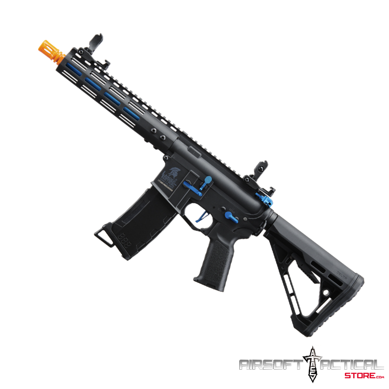 Gen 3 Archon 9″ M-LOK M4 Airsoft Rifle w/ Delta Stock (Color: Black & Blue) by Lancer Tactical