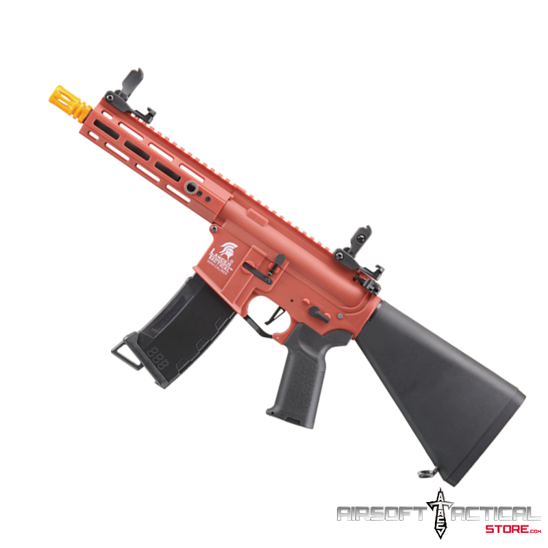 3 Hellion 7″ M-LOK Airsoft AEG Rifle w/ Stubby Stock (Color: Red) by Lancer Tactical