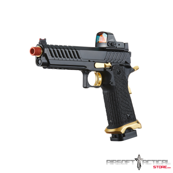 Pre-Order (ETA: SEPTEMBER 2025) Knightshade Hi-Capa Gas Blowback Airsoft Pistol w/ Red Dot Sight (Color: Black & Gold) by Lancer Tactical - Imagen 3