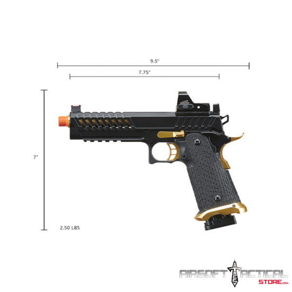 Pre-Order (ETA: SEPTEMBER 2025) Knightshade Hi-Capa Gas Blowback Airsoft Pistol w/ Red Dot Sight (Color: Black & Gold) by Lancer Tactical - Imagen 5
