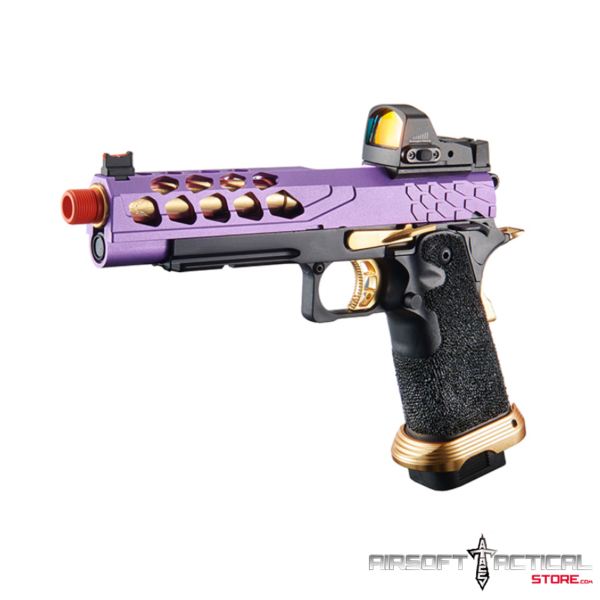 Pre-Order (ETA: SEPTEMBER 2025) Stryk Hi-Capa 5.1 Gas Blowback Airsoft Pistol w/ Micro Red Dot Sight - (Purple & Gold) by Lancer Tactical