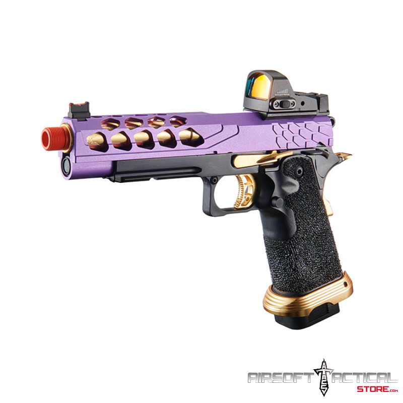 Pre-Order (ETA: SEPTEMBER 2025) Stryk Hi-Capa 5.1 Gas Blowback Airsoft Pistol w/ Micro Red Dot Sight – (Purple & Gold) by Lancer Tactical