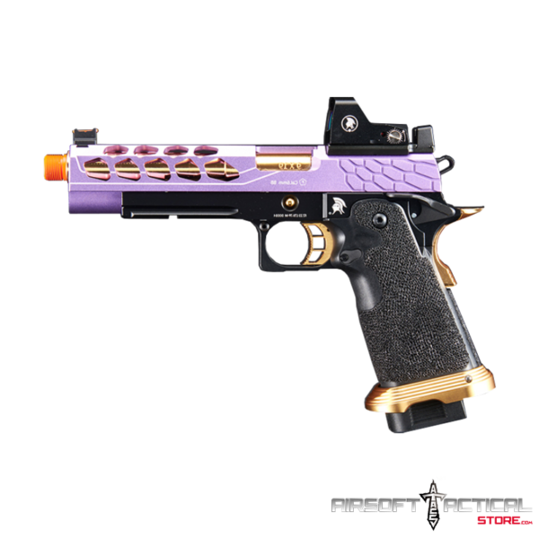 Pre-Order (ETA: SEPTEMBER 2025) Stryk Hi-Capa 5.1 Gas Blowback Airsoft Pistol w/ Micro Red Dot Sight - (Purple & Gold) by Lancer Tactical - Imagen 2