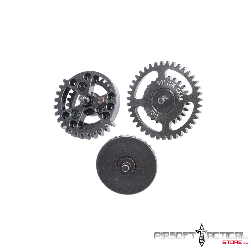 CNC Steel Hollowed Out 13:1 Gear Set for Airsoft AEG Rifles by Solink Motor - Imagen 2