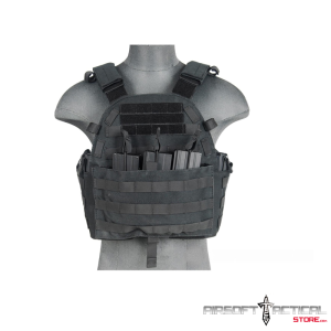 1000D Nylon Modular Airsoft MOLLE Tactical Vest w/Triple Mag Pouch - (Black) by Lancer Tactical