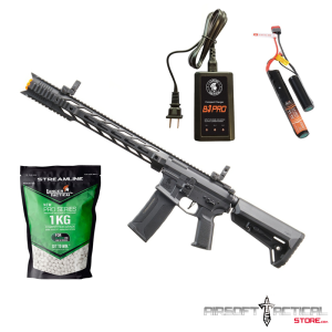 Gen 3 M4 SPR Interceptor AEG w/ Ambidextrous NSR Receiver & NSR Stock - (Black) Lancer Tactical