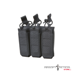 Laser Cut Triple Pistol Open Top Mag Pouch - BLACK by Lancer Tactical