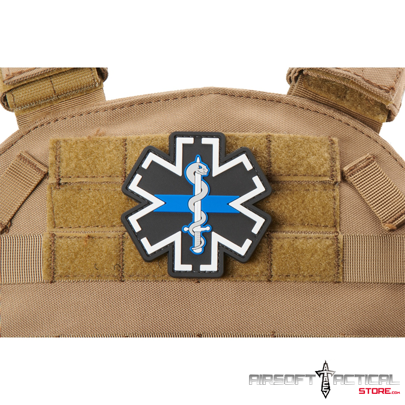 Medic Paramedic EMS EMT Medical Star of Life PVC Morale Patch w/ Blue Line
