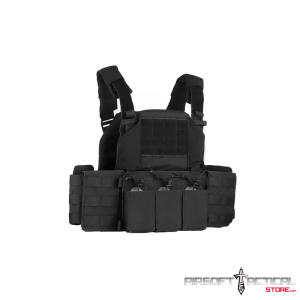 (ETA October 2026) Chest Plate Carrier with Triple MOLLE Magazine Hunting Vest Front and Airsoft Gear Back Bag - BLACK by Lancer Tactical
