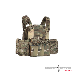 Chest Plate Carrier with Triple MOLLE Magazine Hunting Vest Front and Airsoft Gear Back Bag - CAMO by Lancer Tactical